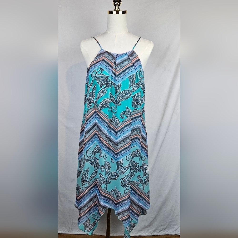 My Michelle Teal Paisley‎ Design Asymmetrical Size Med Dress Boho Fairycore